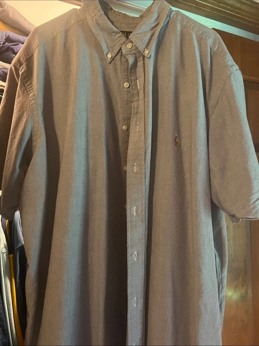 Polo by Ralph Lauren Short-Sleeve Button-Down Shirt in Slate Blue